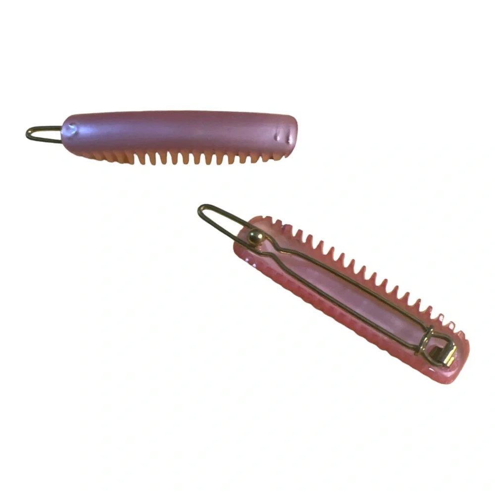 1960’s Vintage Pearlescant Bubblegum Pink French Hair Battettes, Deadstock
